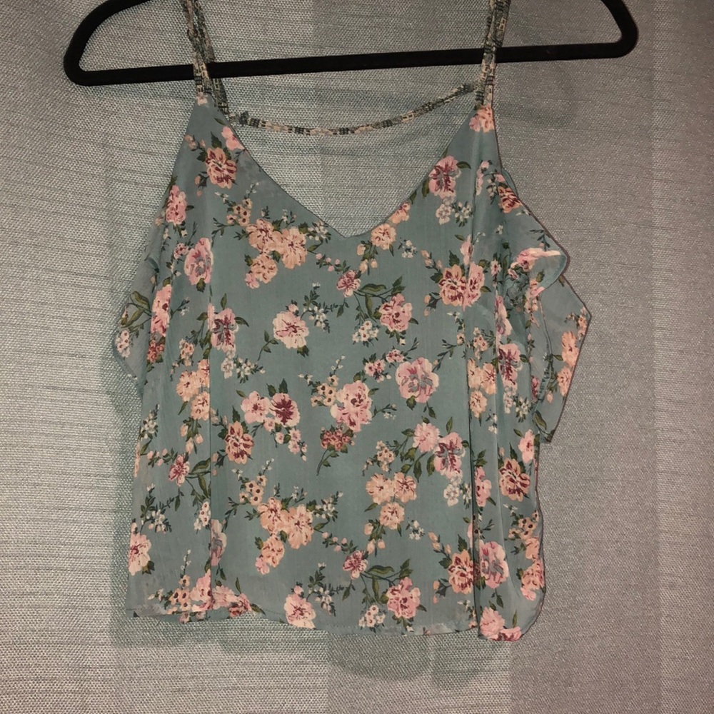 Floral Target teal tank top blouse